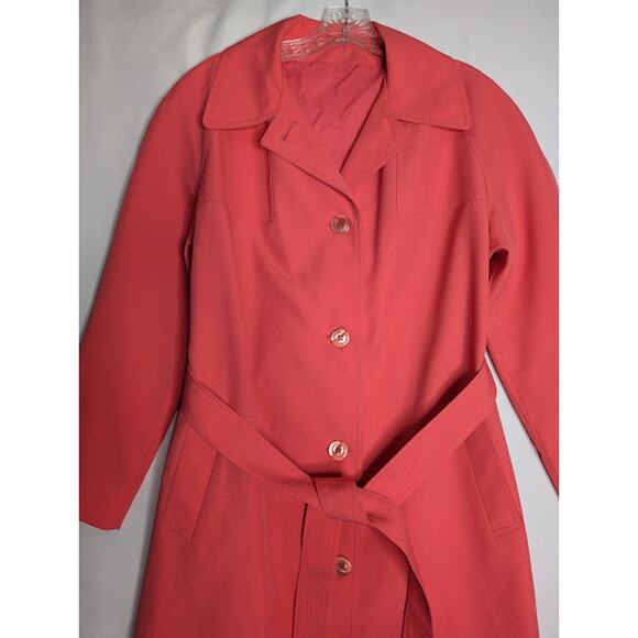 Vintage Twee Retro indiepop vibrant bold Pink Lined Peacoat size 8-10 timeless - Picture 3 of 11